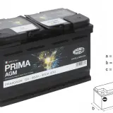 Akumulator Prima AGM 12V-80Ah, idealny do Opla Vivaro 2.0 CDTI. Wymiary: 310x175x190 mm.