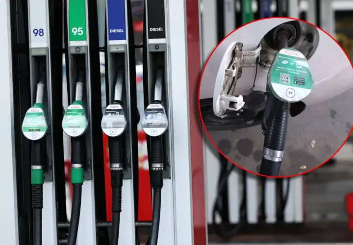 Dostępne różne rodzaje paliwa: 98, 95, Diesel. Widać też dystrybutor z oznaczeniem E5, wskazującym na liczbę oktanową.
