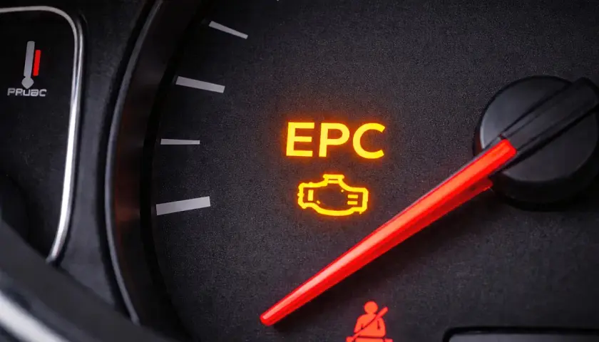 Świeci się kontrolka EPC na desce rozdzielczej, sygnalizując problem z silnikiem.