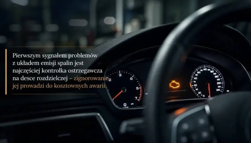 Kontrolka silnika świeci się, sygnalizując zapchany DPF. Objawy ignorowane prowadzą do kosztownych awarii.
