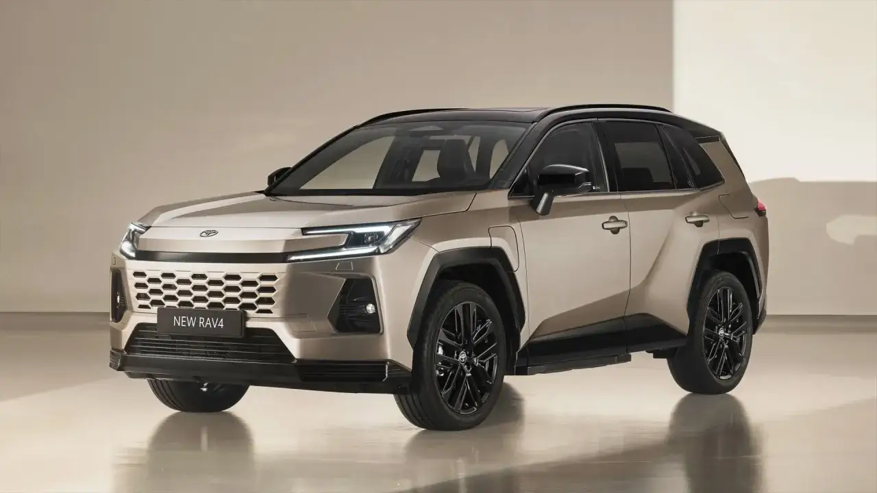 Nowy, brązowy SUV z czarnym dachem, jeden z najnowszych toyota modele. Elegancki design i nowoczesne linie.